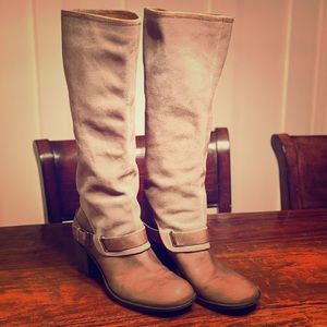 Nine West Leather/Suede Buckle Boots